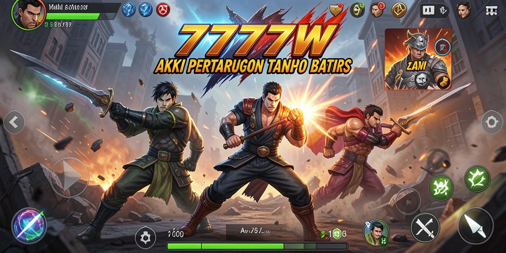 Screenshot utama 7777W menunjukkan aksi pertarungan yang mendebarkan.