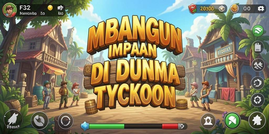 Screenshot gameplay F32 menunjukkan pengelolaan bisnis yang dinamis.