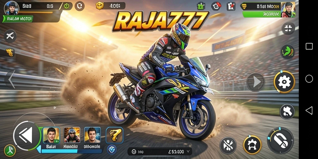 Tampilan menyenangkan dari gameplay balap motor di RAJA777.